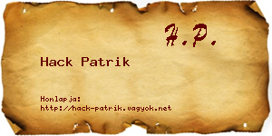 Hack Patrik névjegykártya